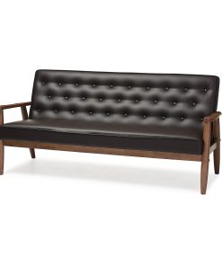 Baxton Studio Noel Sofa, Brown/Dark Walnut 2