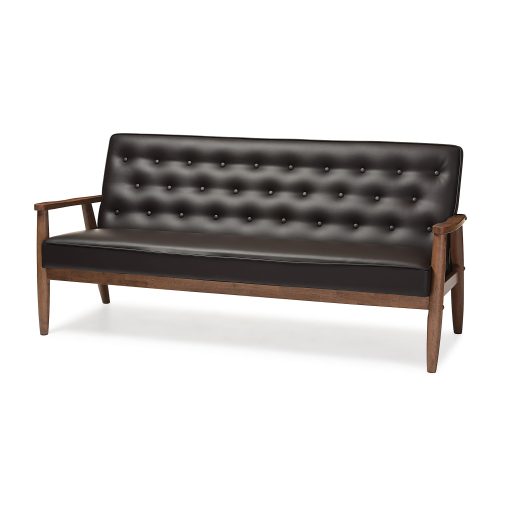 Baxton Studio Noel Sofa, Brown/Dark Walnut - Image 2