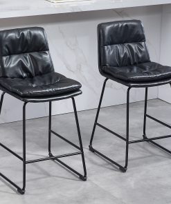 Glamour Home Bauer Faux Leather Counter Height Stools With Back, Black, Set Of 2 Stools 2