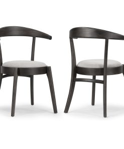 Glamour Home Audra Upholstered Fabric Dining Accent Chairs, Light Gray/Black, Set Of 2 Chairs 2