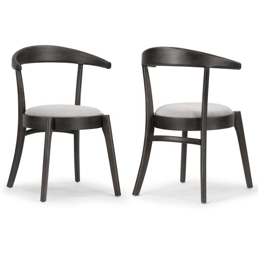 Glamour Home Audra Upholstered Fabric Dining Accent Chairs, Light Gray/Black, Set Of 2 Chairs - Image 2