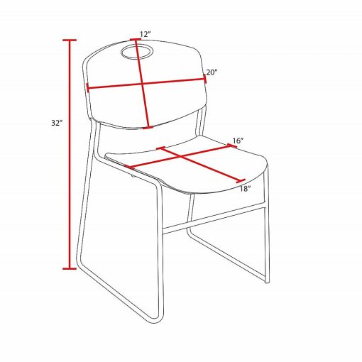 Regency Zeng Polyurethane Armless Stacking Chairs, Black, Pack Of 4 Chairs - Image 2