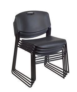 Regency Zeng Polyurethane Armless Stacking Chairs, Black, Pack Of 4 Chairs