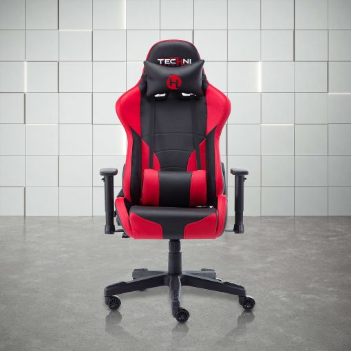 Techni Sport Ergonomic Faux Leather Computer Gaming Chair, Red/Black - Image 2