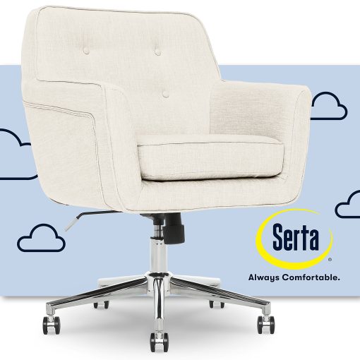 Serta® Ashland Mid-Back Office Chair, Ivory/Chrome - Image 2