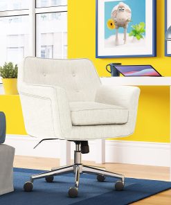 Serta® Ashland Mid-Back Office Chair, Ivory/Chrome