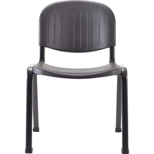 Lorell Low-Back Stack Chairs - Polypropylene Seat - Polypropylene Back - Low Back - Four-legged Base - Black - 4 / Carton - Image 2