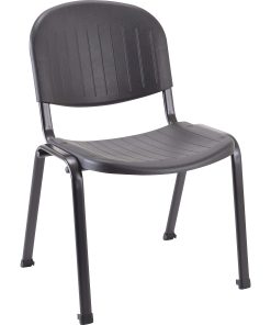 Lorell Low-Back Stack Chairs - Polypropylene Seat - Polypropylene Back - Low Back - Four-legged Base - Black - 4 / Carton