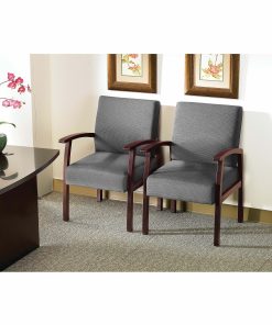 Lorell® Deluxe Guest Chair, Charcoal/Mahogany 2