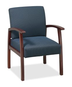 Lorell® Wood Guest Chair, Midnight Blue Fabric/Cherry Frame