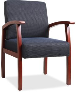 Lorell® Wood Guest Chair, Midnight Blue Fabric/Cherry Frame 2