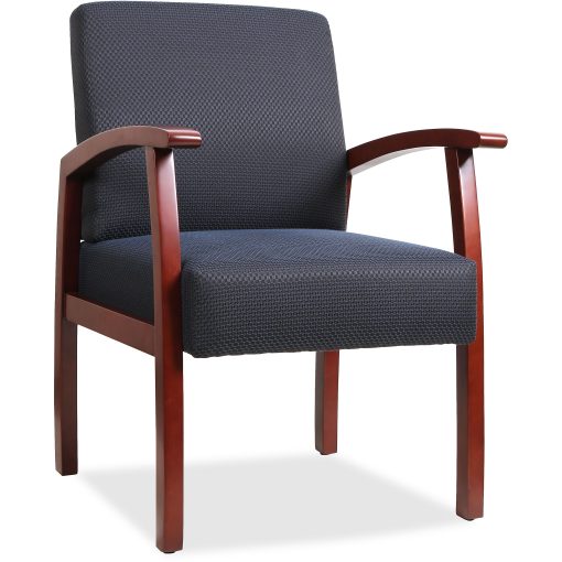 Lorell® Wood Guest Chair, Midnight Blue Fabric/Cherry Frame - Image 2