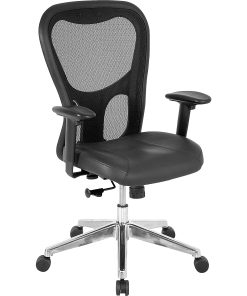 Lorell® Executive Ergonomic Bonded Leather/Mesh Mid-Back Chair, Black 2