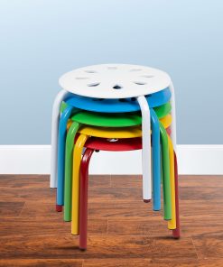 Flash Furniture Kids' Plastic 11-1/2" Nesting Stack Stools, Assorted Colors, Set Of 5 Stools