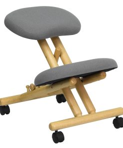 Flash Furniture Wood Mobile Ergonomic Kneeling Chair, Gray/Brown 2