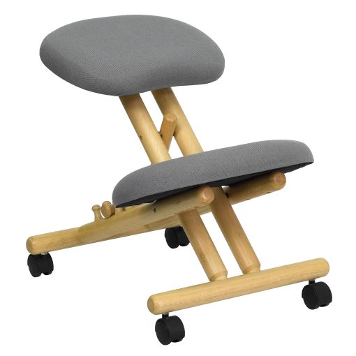 Flash Furniture Wood Mobile Ergonomic Kneeling Chair, Gray/Brown - Image 2