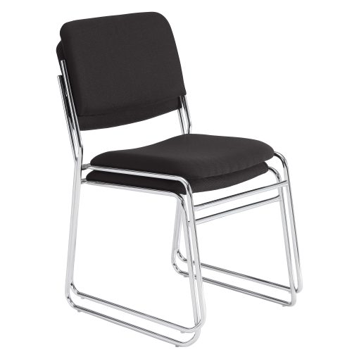 National Public Seating 8600 Padded Signature Stack Chairs, Black/Chrome, Set Of 2 Chairs - Image 2