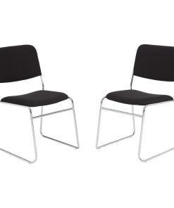 National Public Seating 8600 Padded Signature Stack Chairs, Black/Chrome, Set Of 2 Chairs