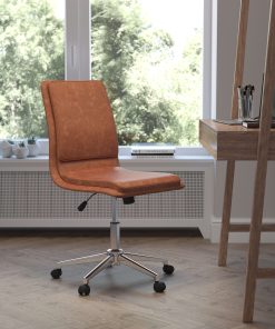 Flash Furniture Madigan Faux Leather Mid-Back Armless Swivel Task Office Chair, Brown