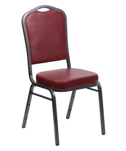 Flash Furniture HERCULES Series Crown Back Stacking Banquet Chair, Burgundy/Silver Vein 2