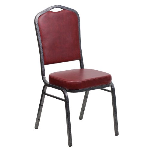 Flash Furniture HERCULES Series Crown Back Stacking Banquet Chair, Burgundy/Silver Vein - Image 2