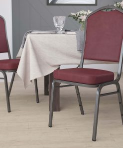 Flash Furniture HERCULES Series Crown Back Stacking Banquet Chair, Burgundy/Silver Vein