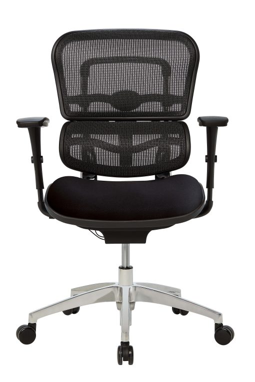 WorkPro® 12000 Series Ergonomic Mesh/Fabric Mid-Back Office Chair, Black/Black, BIFMA Compliant - Image 2