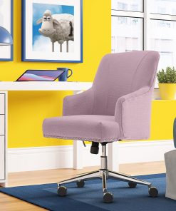 Serta® Leighton Home Mid-Back Office Chair, Twill Fabric, Lilac/Chrome