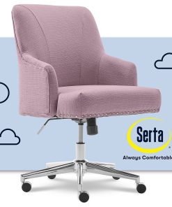 Serta® Leighton Home Mid-Back Office Chair, Twill Fabric, Lilac/Chrome 2