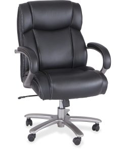 Safco® Big & Tall Bonded Leather Mid-Back Chair, 400 Lb Capacity, Black 2