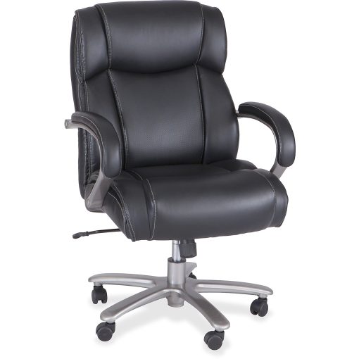 Safco® Big & Tall Bonded Leather Mid-Back Chair, 400 Lb Capacity, Black - Image 2