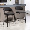 Glamour Home Bennett Upholstered Fabric Counter-Height Stools With Backs, White/Black, Set Of 2 Stools 3