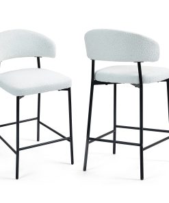 Glamour Home Bennett Upholstered Fabric Counter-Height Stools With Backs, White/Black, Set Of 2 Stools 2