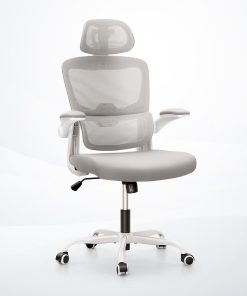 ALPHA HOME Ergonomic Mesh Mid-Back Office Task Chair With Padded Armrests, White