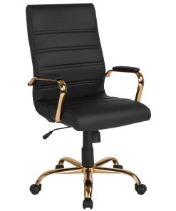 Flash Furniture LeatherSoft™ Faux Leather High-Back Office Chair, Black/Gold 2