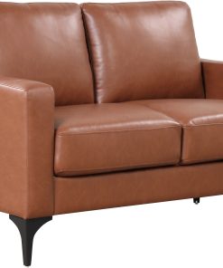 Serta Florence Faux Leather Loveseat, 35″H x 55-1/2″W x 33-1/2″D, Brown 2
