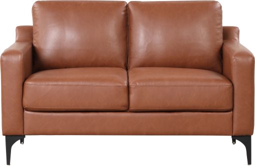Serta Florence Faux Leather Loveseat, 35"H x 55-1/2"W x 33-1/2"D, Brown