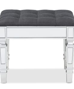 Baxton Studio Hedia Contemporary Glam And Luxe Ottoman, Gray/Silver 2