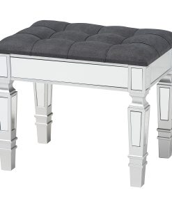 Baxton Studio Hedia Contemporary Glam And Luxe Ottoman, Gray/Silver
