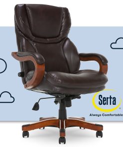 Serta® Conway Big & Tall Bonded Leather High-Back Office Chair, Biscuit/Espresso 2