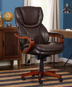 Serta® Conway Big & Tall Bonded Leather High-Back Office Chair, Biscuit/Espresso