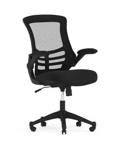 Flash Furniture Mesh Mid-Back Swivel Task Chair With Flip-Up Arms, Black