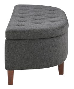 Office Star Jaycee Wood/Fabric Storage Bench, 19”H x 59-1/2”W x 22-1/4”D, Brown/Charcoal 2