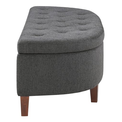 Office Star Jaycee Wood/Fabric Storage Bench, 19”H x 59-1/2”W x 22-1/4”D, Brown/Charcoal - Image 2