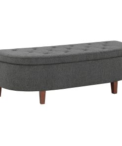 Office Star Jaycee Wood/Fabric Storage Bench, 19”H x 59-1/2”W x 22-1/4”D, Brown/Charcoal