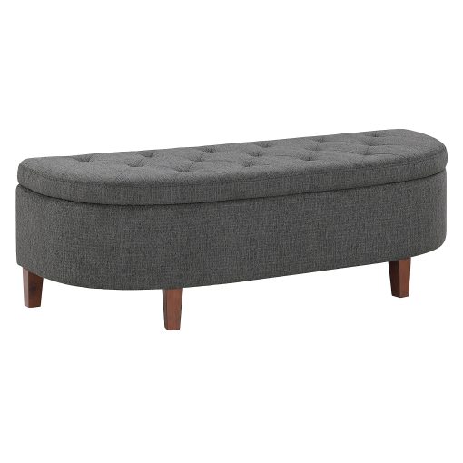 Office Star Jaycee Wood/Fabric Storage Bench, 19”H x 59-1/2”W x 22-1/4”D, Brown/Charcoal