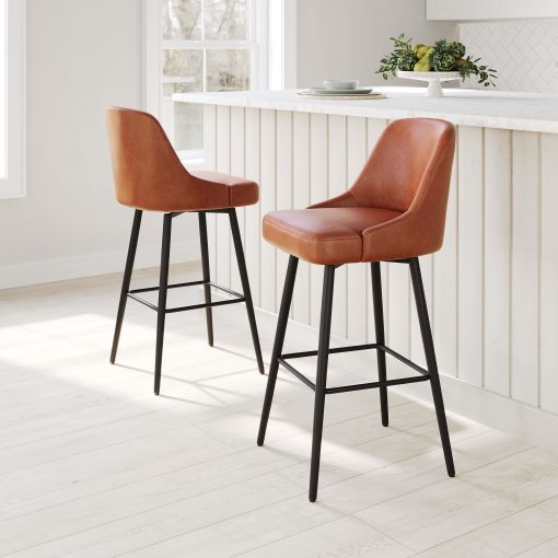 Zuo Keppel Swivel Barstool, Brown - Image 2