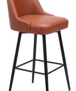 Zuo Keppel Swivel Barstool, Brown