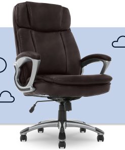 Serta® Big And Tall Ergonomic Bonded Leather High-Back Office Chair, Old Chestnut/Silver 2