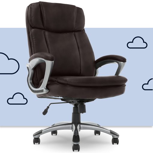 Serta® Big And Tall Ergonomic Bonded Leather High-Back Office Chair, Old Chestnut/Silver - Image 2
